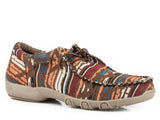 Roper Womens Multi Brown Aztec Canvas Chukka With Two Eyelets  Elastic Laces - Roper