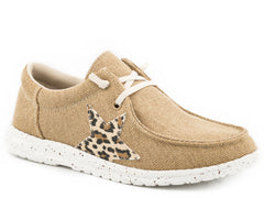 Roper Womens Tan Canvas With Leopard Star