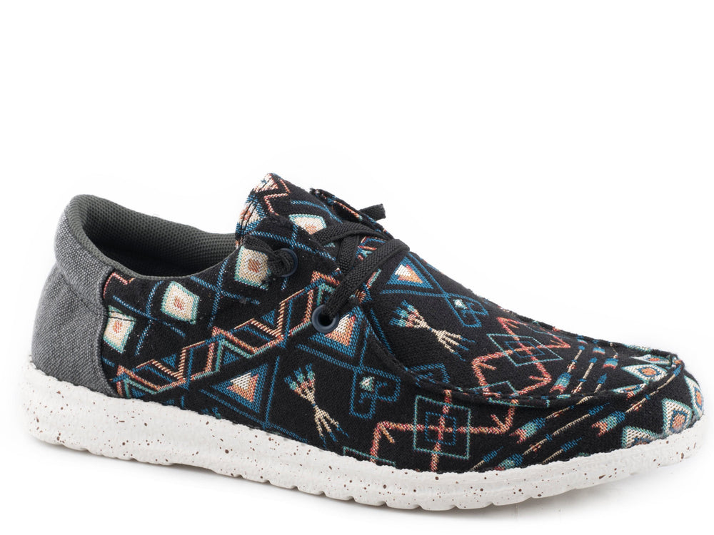 Roper Womens Black Aztec Fabric Upper - Roper