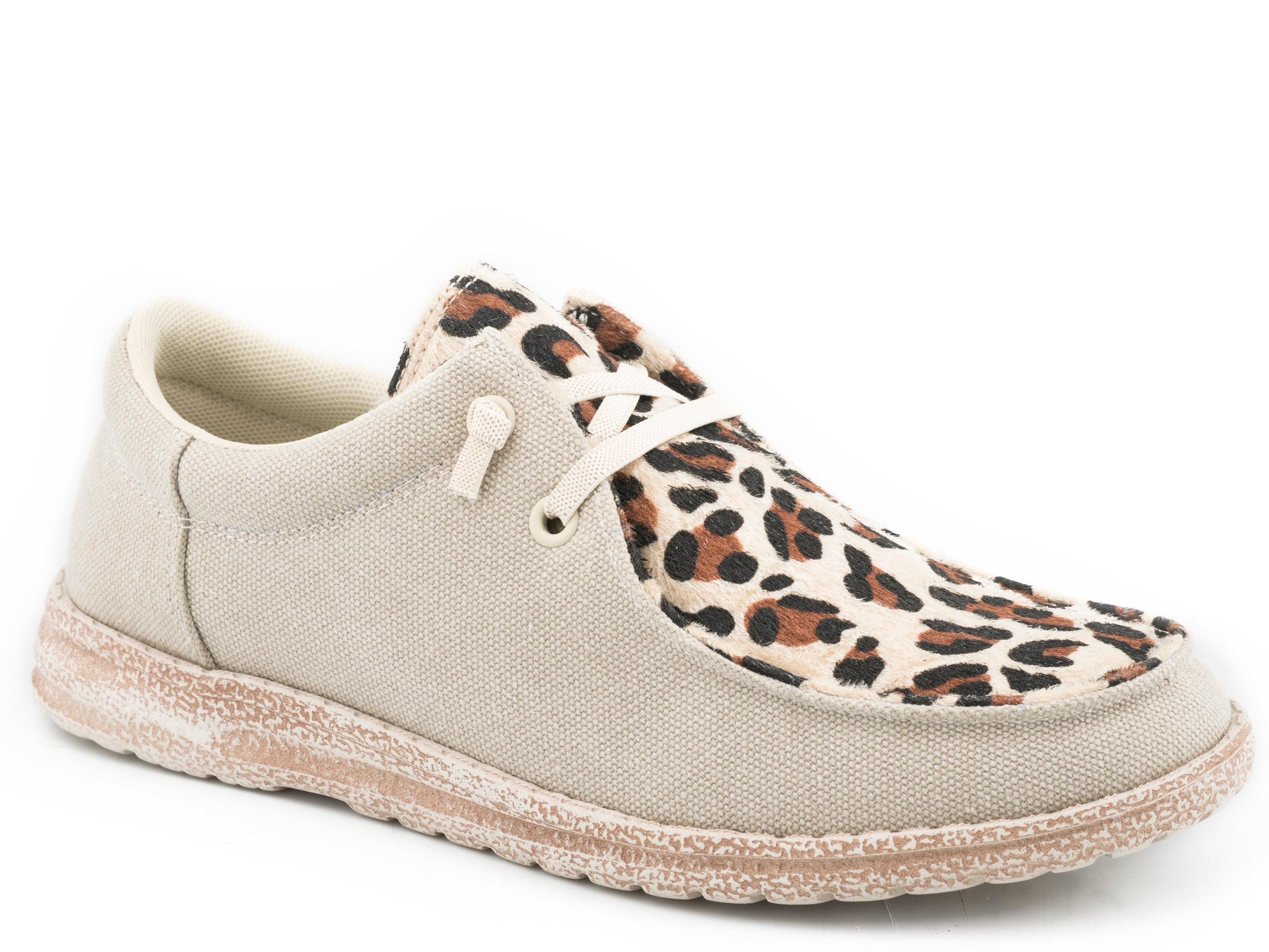 Roper Womens Tan Canvas With Leopard Vamp