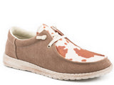 Roper Womens Brown Canvas With Cow Print Vamp - Roper