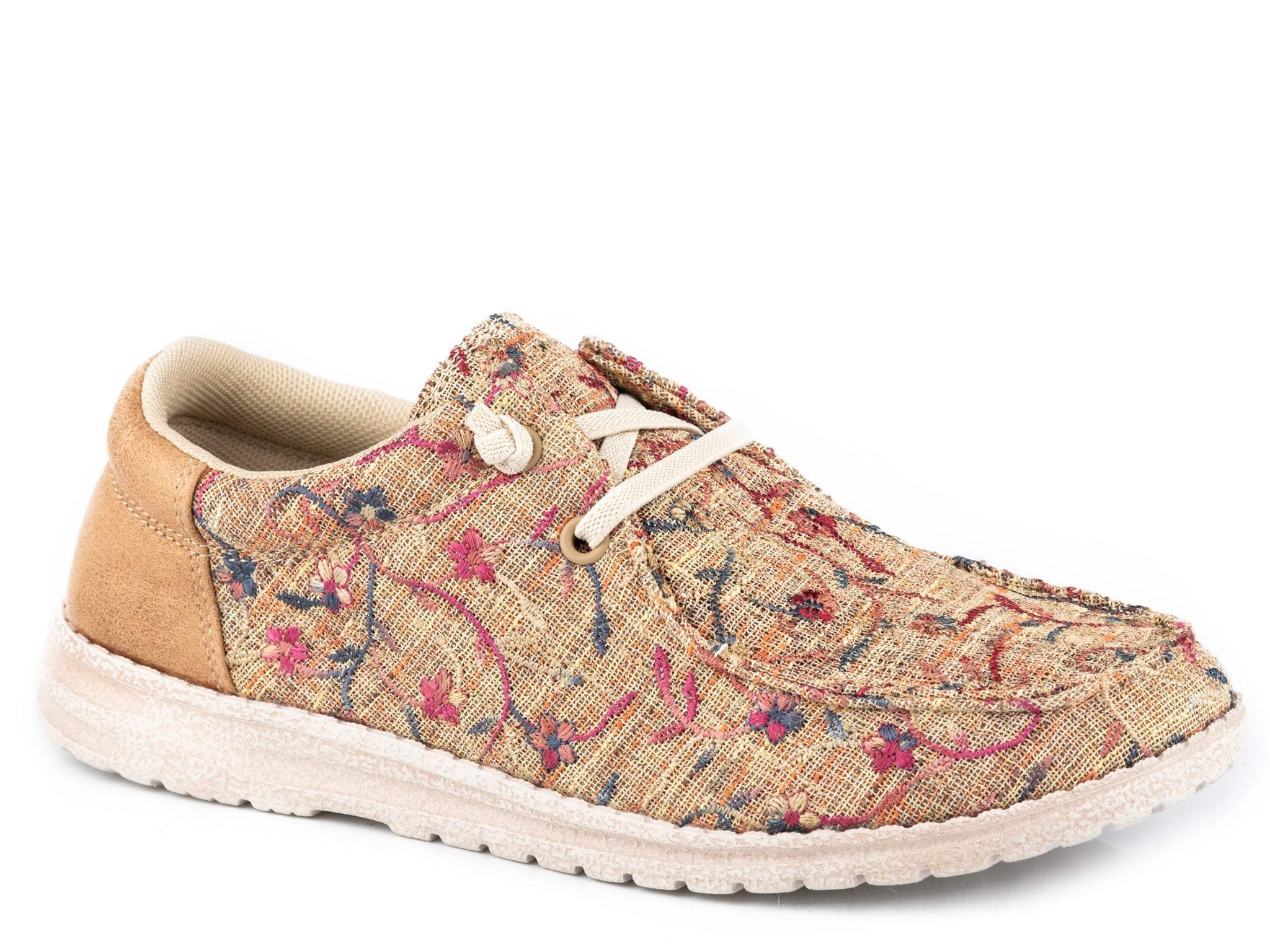 Roper Womens Tan Floral Fabric With Tan Heel - Roper - Flyclothing LLC
