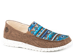 Roper Womens Brown Canvas With Aztec Vamp