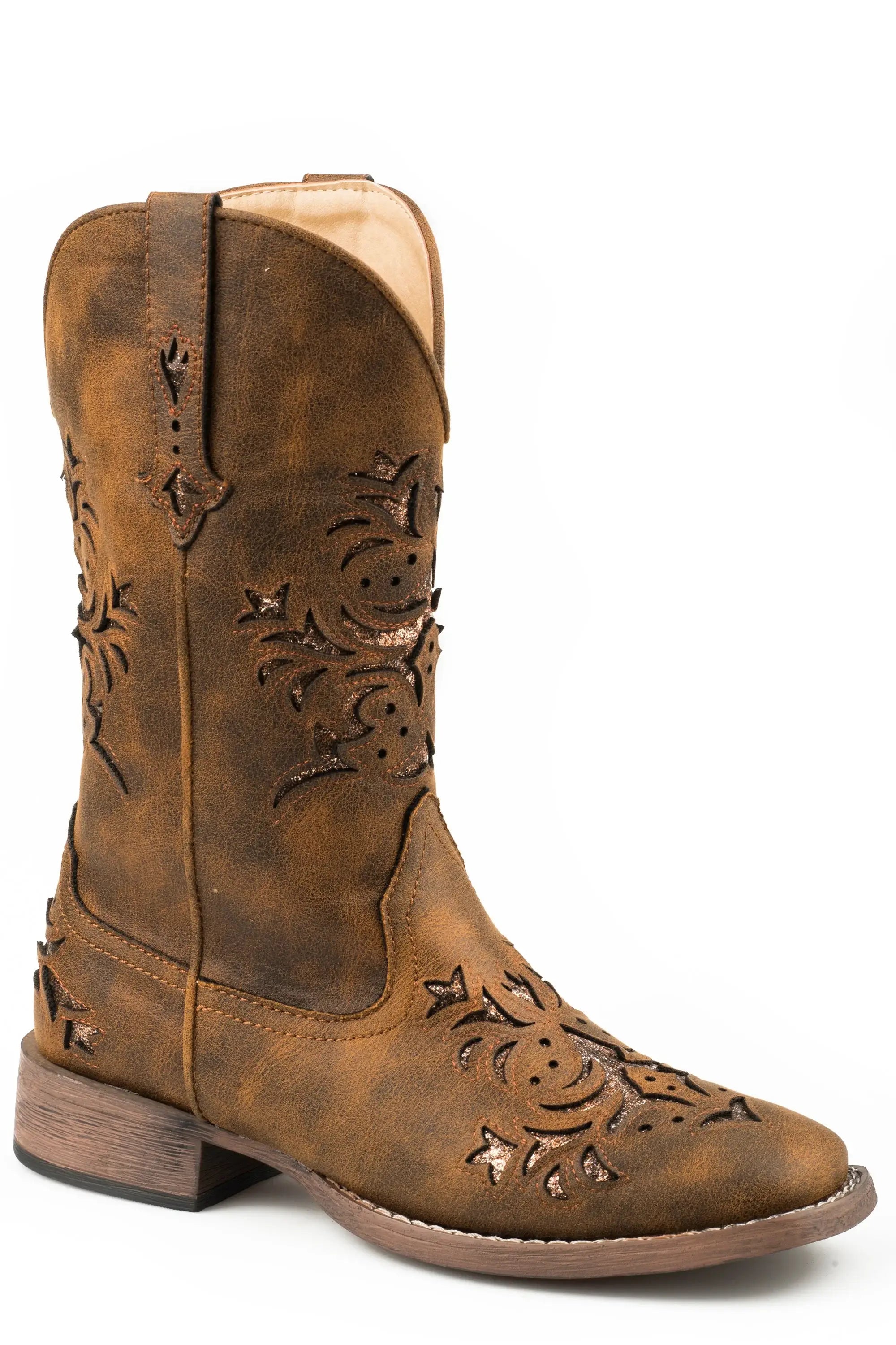 Roper Womens Cognac Faux Leather Square Toe - Roper - Flyclothing LLC