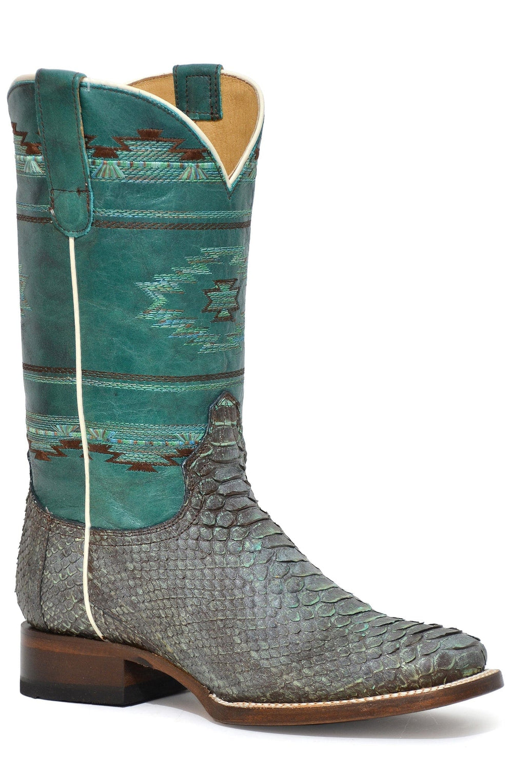 Roper Womens Vintage Turq And Brown Backcut Python Boot - Roper