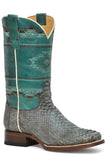 Roper Womens Vintage Turq And Brown Backcut Python Boot - Roper