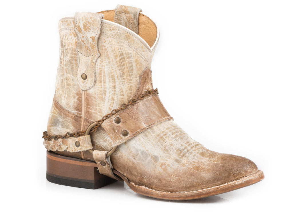 Roper Womens Waxy Tan Leather Vamp And Shaft Side Zip - Roper