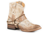 Roper Womens Waxy Tan Leather Vamp And Shaft Side Zip - Roper