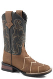 Roper Big Boys Brown Leather Vamp Boot With Black Shaft - Roper