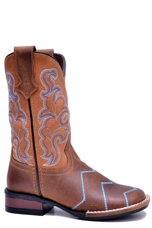 Roper Big Boys Brown Leather Vamp Boot With Tan Shaft - Roper