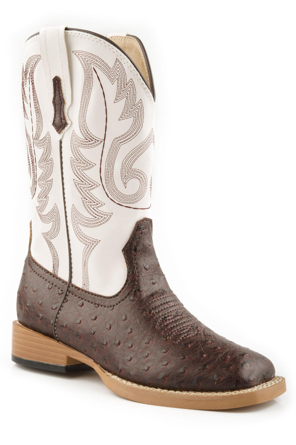 Roper Big Boys Brown And White Faux Ostrich - Roper
