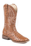 Roper Big Boys Tan Faux Leather Ostrich Print - Roper