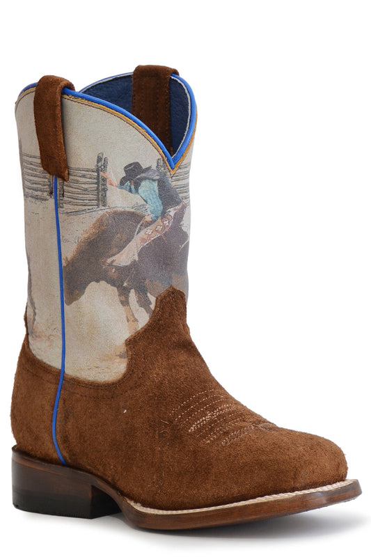 Roper Big Boys Brown Suede Leather Vamp Boot - Roper