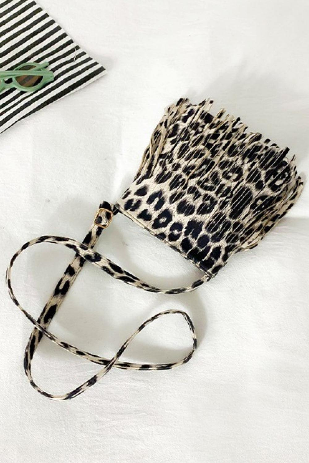 PU Leather Crossbody Bag with Fringe - Trendsi