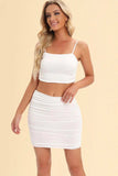 Ruched Cropped Cami and Skirt Set - Trendsi - Flyclothing LLC