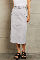 HYFVE Professional Poise Buckled Midi Skirt - Trendsi