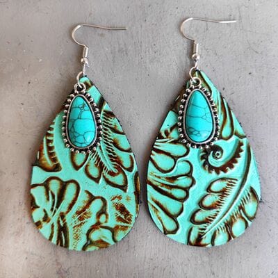 Artificial Turquoise Teardrop Earrings - Trendsi