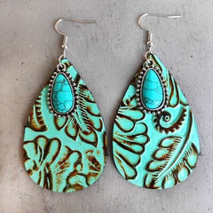 Artificial Turquoise Teardrop Earrings - Trendsi