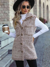 Full Size Button Down Collared Neck Vest - Trendsi - Flyclothing LLC