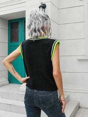 Geometric V-Neck Sweater Vest - Trendsi