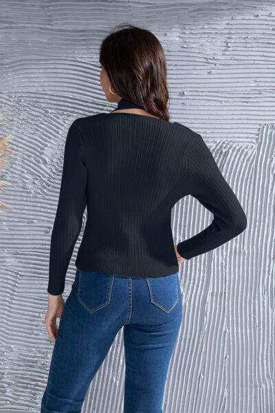 Halter Neck Long Sleeve Sweater - Trendsi - Flyclothing LLC