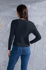 Halter Neck Long Sleeve Sweater - Trendsi