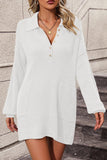 Johnny Collar Drop Shoulder Sweater Dress - Trendsi