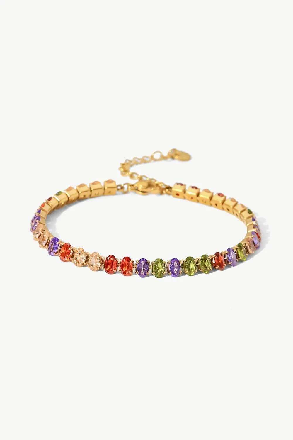 18K Gold Plated Multicolored Zircon Bracelet - Trendsi - Flyclothing LLC