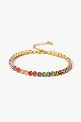 18K Gold Plated Multicolored Zircon Bracelet - Trendsi