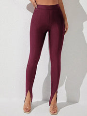 High Waist Slit Skinny Pants - Trendsi