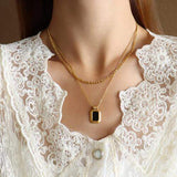 Titanium Steel Gold-Plated Pendant Necklace - Trendsi - Flyclothing LLC