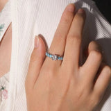 Inlaid Artificial Turquoise Zircon 925 Sterling Silver Ring - Trendsi
