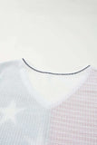 Star and Stripe V-Neck Top - Trendsi - Flyclothing LLC