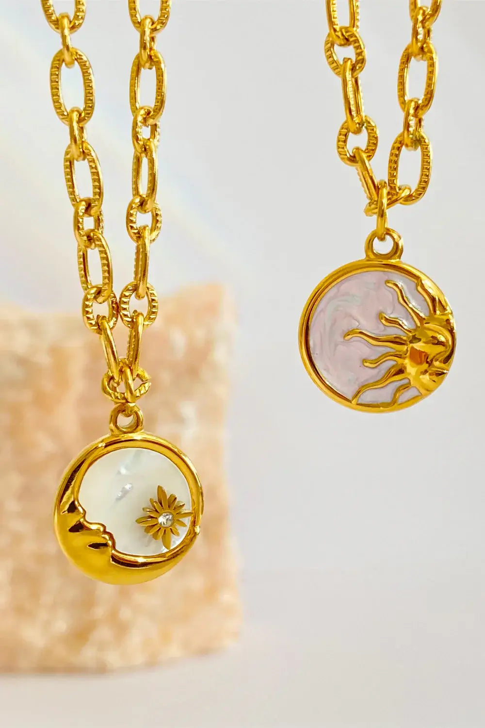 Round Pendant Stainless Steel Necklace - Trendsi - Flyclothing LLC