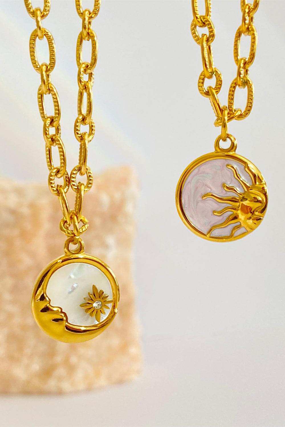 Round Pendant Stainless Steel Necklace - Trendsi - Flyclothing LLC