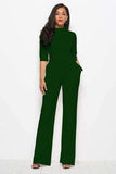 Mock Neck Tie-Waist Half Sleeve Jumpsuit - Trendsi - Flyclothing LLC