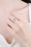 925 Sterling Silver Inlaid 1 Carat Moissanite Ring - Trendsi