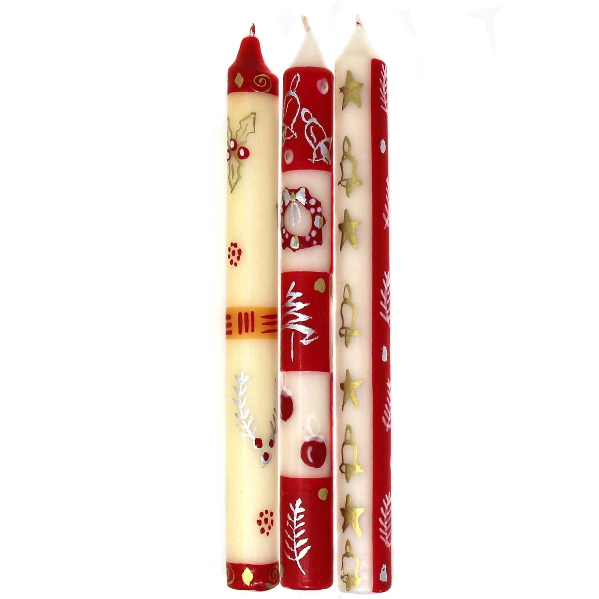 Tall Hand Painted Candles - Three in Box - Kimeta Design - Nobunto - Flyclothing LLC