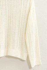 HYFVE Openwork Ribbed Trim Long Sleeve Knit Top - Trendsi - Flyclothing LLC
