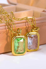 Zircon 18K Gold-Plated Geometrical Shape Pendant Necklace - Trendsi - Flyclothing LLC