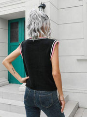 Geometric V-Neck Sweater Vest - Trendsi