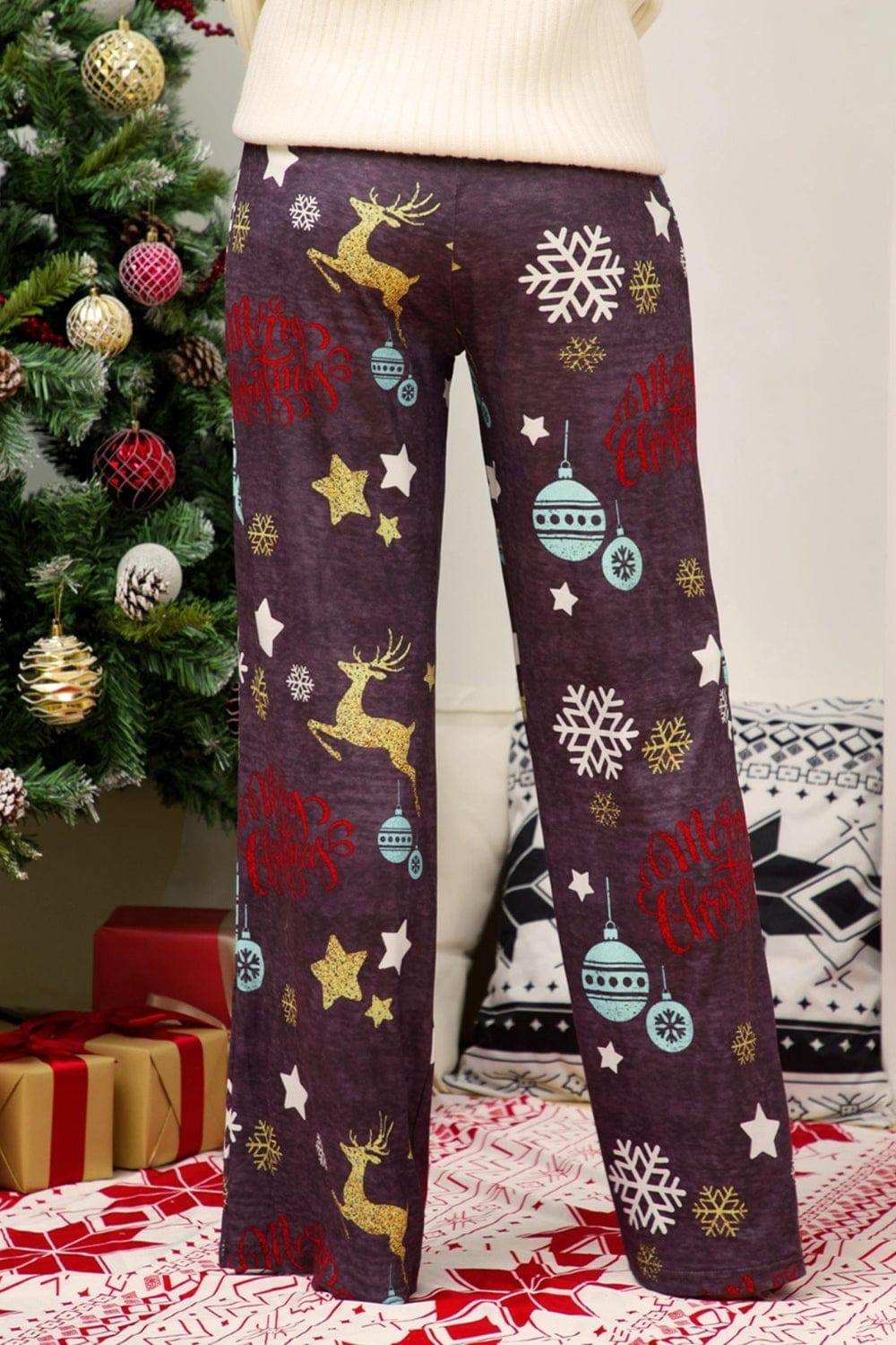 Christmas Straight Leg Pants - Trendsi - Flyclothing LLC