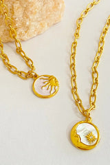 Round Pendant Stainless Steel Necklace - Trendsi - Flyclothing LLC