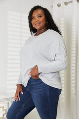 Double Take Seam Detail Round Neck Long Sleeve Top - Trendsi - Flyclothing LLC