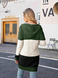Color Block Open Front Hooded Cardigan - Trendsi - Flyclothing LLC