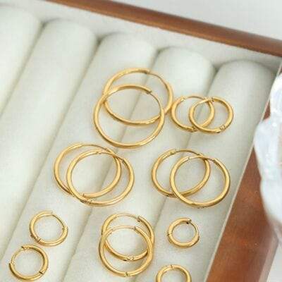 18K Gold-Plated Huggie Earrings - Trendsi - Flyclothing LLC