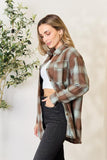 Double Take Plaid Dropped Shoulder Shirt - Trendsi