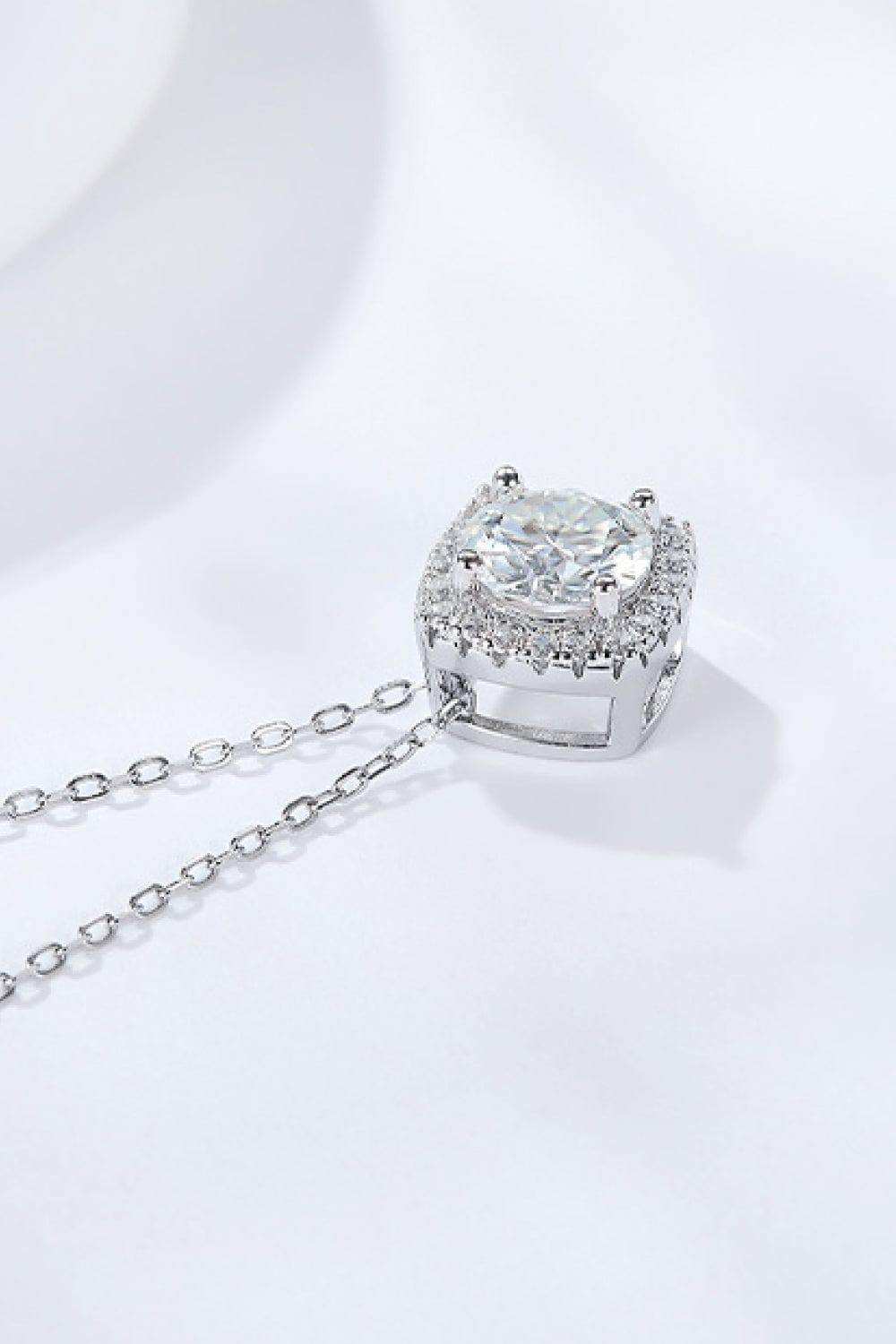 1 Carat Moissanite Geometric Pendant Necklace - Trendsi - Flyclothing LLC