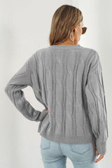 Round Neck Long Sleeve Sweater - Trendsi
