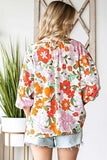 Floral Notched Neck Balloon Sleeve Blouse - Trendsi - Flyclothing LLC